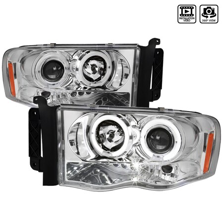 Spec-D Tuning 02-05 Dodge Ram Halo LED Projector Chrome 2LHP-RAM02-TM